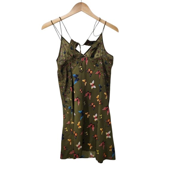 Abercrombie & Fitch Butterfly Print Green Slip Dress S Y2K Whimsy - Picture 1 of 9